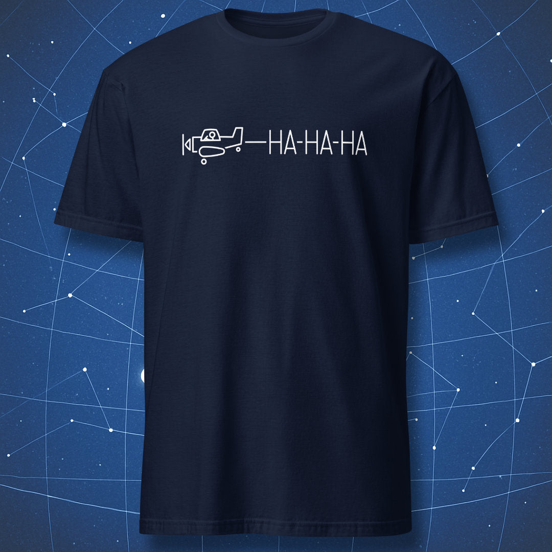 humorous motivational T-shirt on navy background with misspelled white quote celebrating effort and mistakes