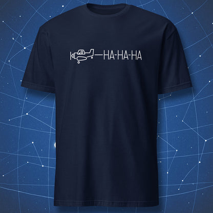 humorous motivational T-shirt on navy background with misspelled white quote celebrating effort and mistakes