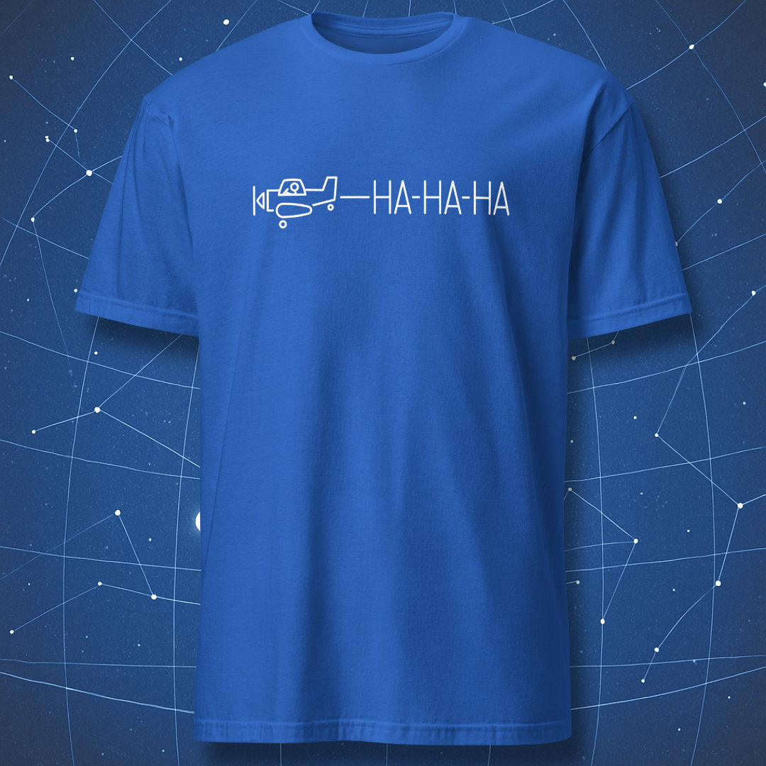 funny learning T-shirt on royal blue fabric featuring intentionally misspelled phrase “Mitsekas are poorf taht yuo’re tyrnig”