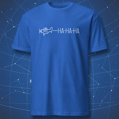 funny learning T-shirt on royal blue fabric featuring intentionally misspelled phrase “Mitsekas are poorf taht yuo’re tyrnig”