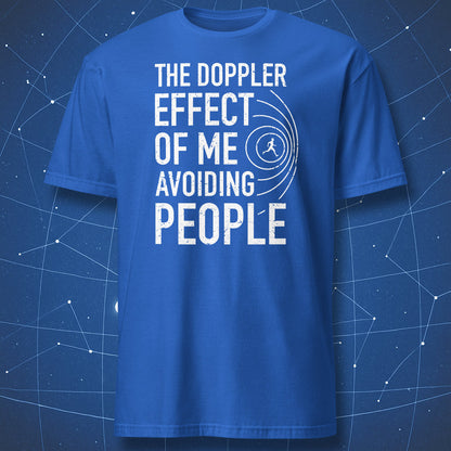 Introvert physics joke shirt — minimalist white text design for nerds.