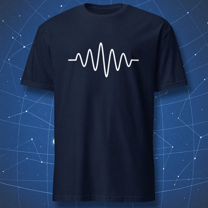 White wave function graphic on navy STEM T-shirt