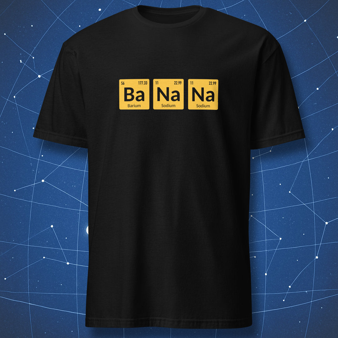 BaNaNa periodic table chemistry joke t-shirt on black background