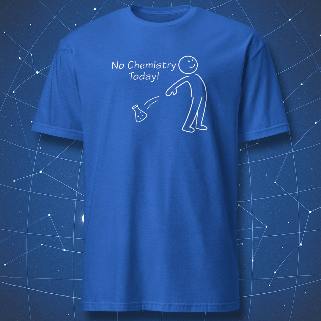 No Chemistry Today funny chemistry t-shirt with minimalist line art