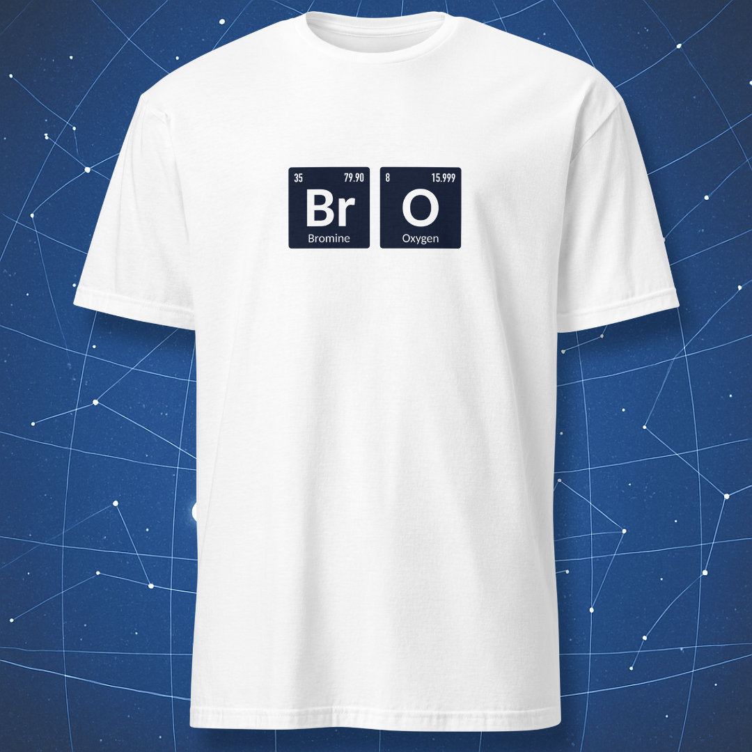 Bro chemistry pun t-shirt on black navy blue and white