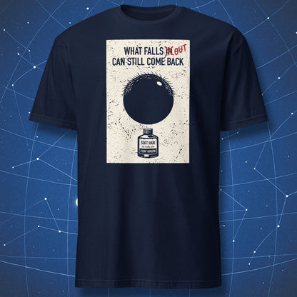 Physics humor black hole hair growth agent t-shirt in navy