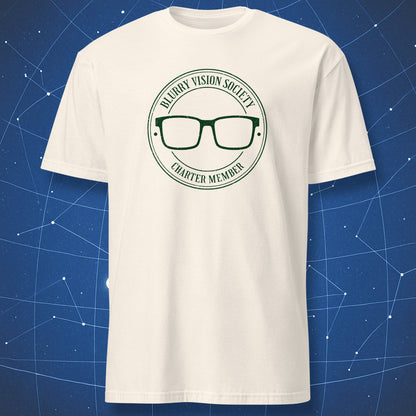 charter member glasses shirt natural green print
