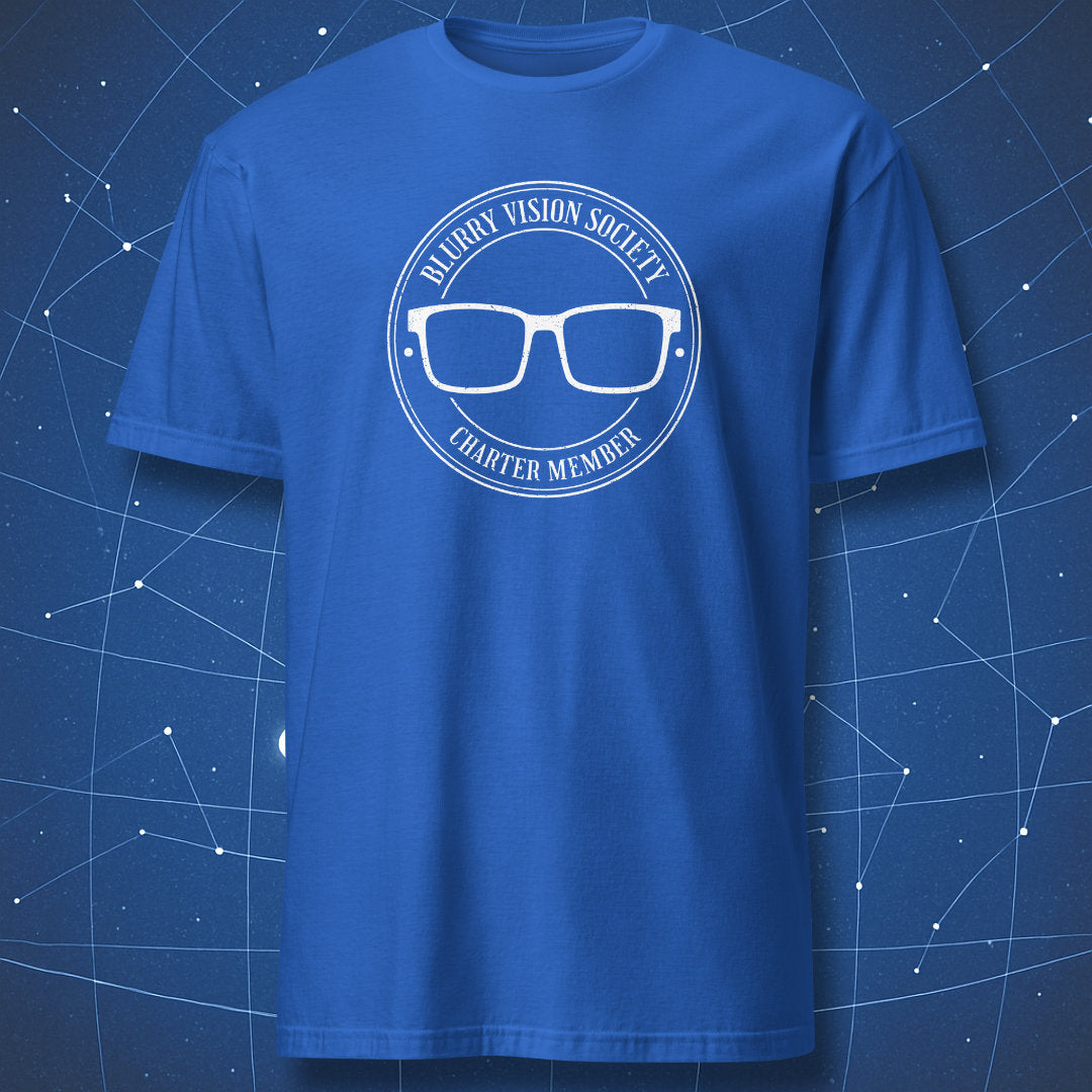 blurry vision society royal blue t shirt
