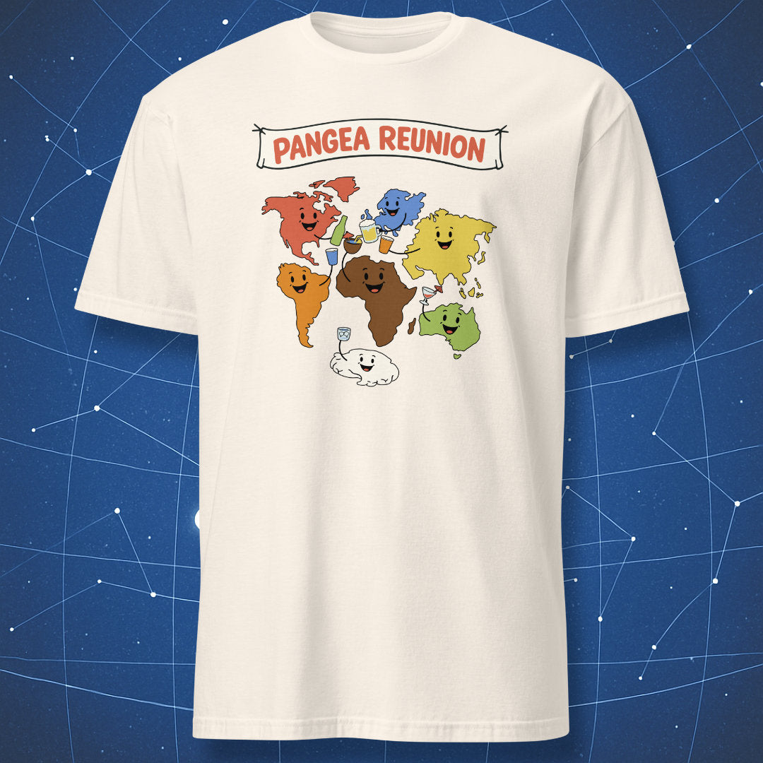 Pangea reunion funny continents party shirt on natural color t-shirt