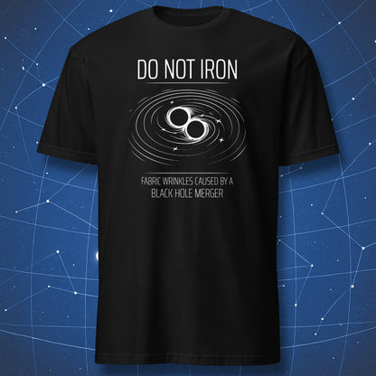 Do Not Iron black hole merger t-shirt with gravitational wave diagram physics joke