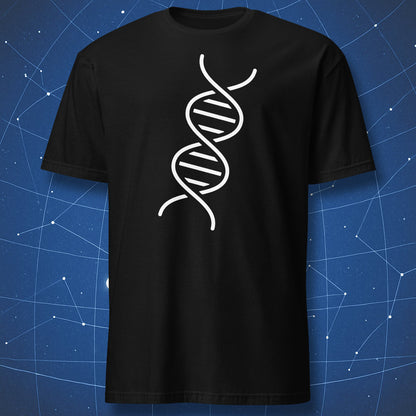 DNA double helix scientific diagram graphic on black t-shirt