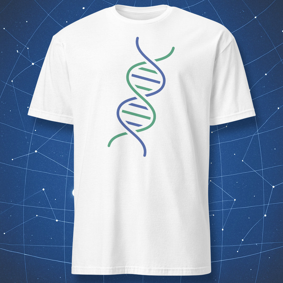DNA double helix science illustration on white t-shirt