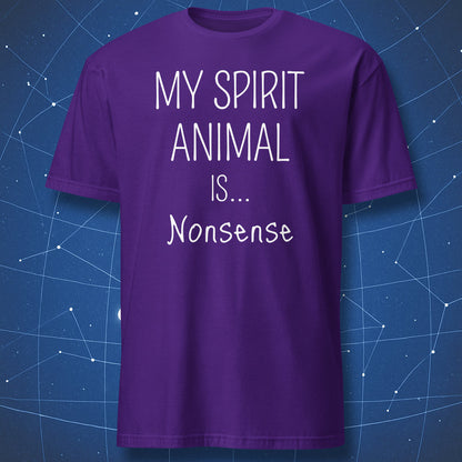 my spirit animal is nonsense minimalist funny skepticism humor t shirt purple
