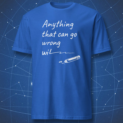 Funny engineering Murphy’s Law t-shirt with broken pencil and incomplete sentence design