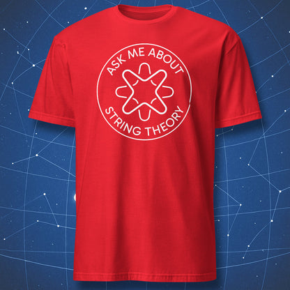 Ask Me About String Theory geek physics humor t-shirt minimalist design