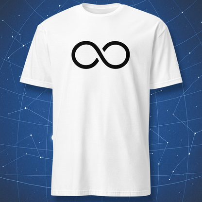 Minimal infinity symbol math shirt on white t-shirt