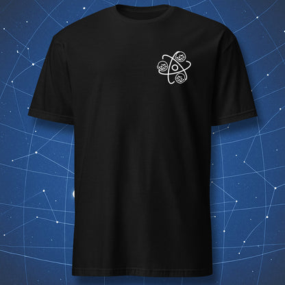 Minimal Dork Matter atom logo science t-shirt black