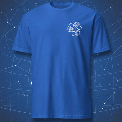 Minimal Dork Matter atom logo science t-shirt royal blue