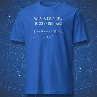 Blue math t shirt with complex calculus integral design funny nerd shirt