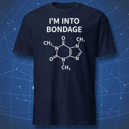 navy t-shirt chemistry joke caffeine structure