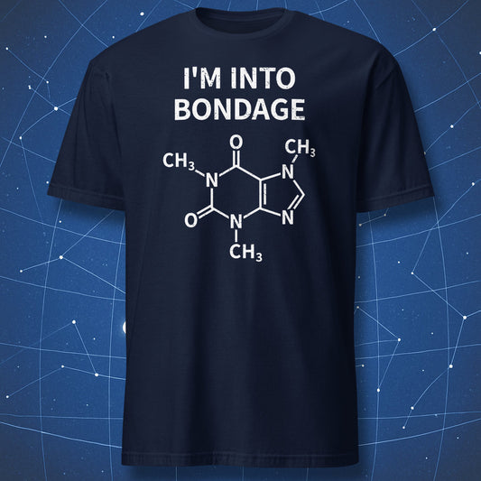 navy t-shirt chemistry joke caffeine structure