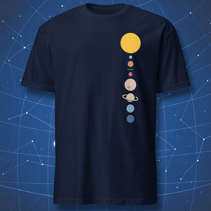 minimalist solar system shirt with flat earth detail subtle humor