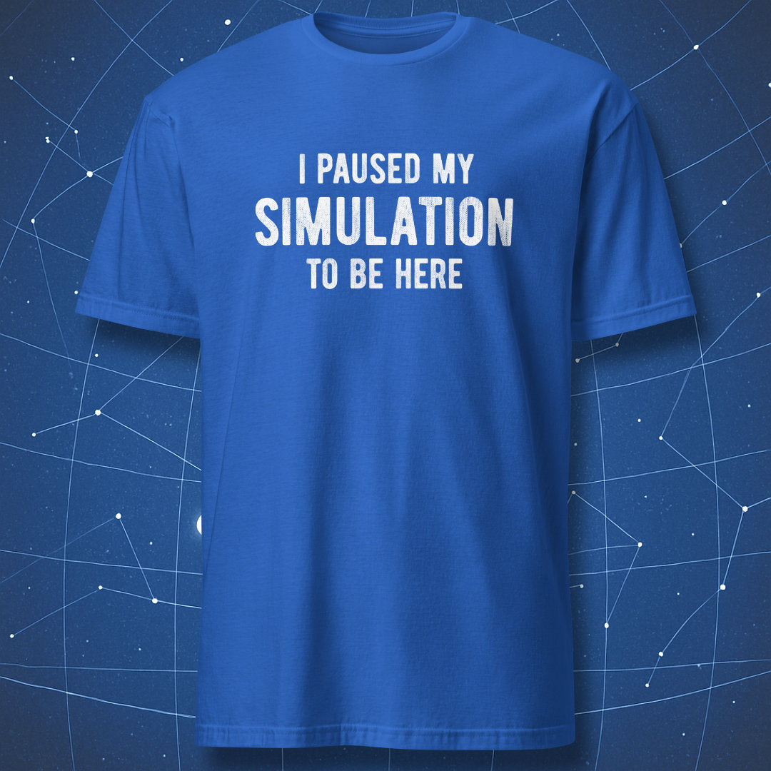 Royal blue nerd humor t-shirt with bold typography