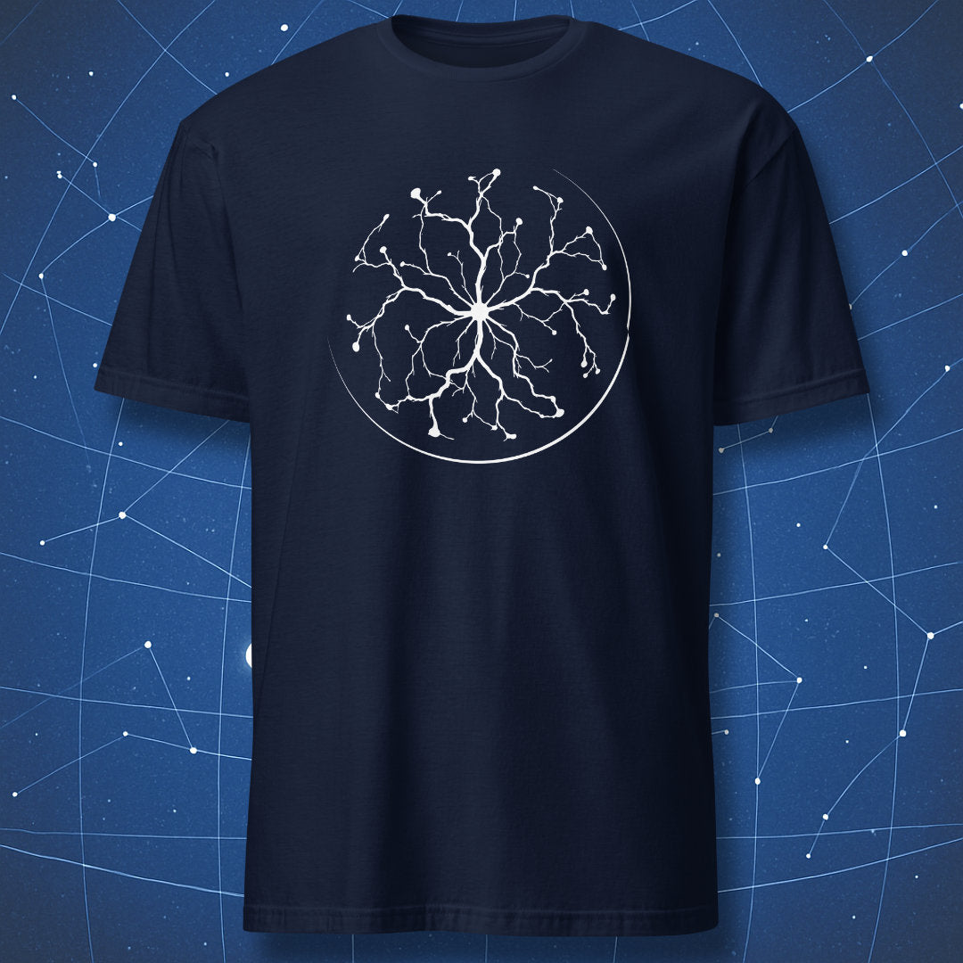 navy blue plasma sphere t-shirt minimal electricity design