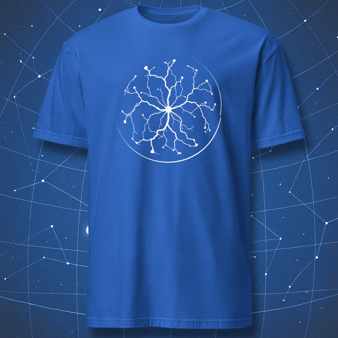 royal blue electric field sphere shirt minimalist plasma design
