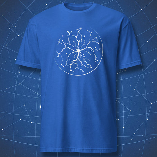royal blue electric field sphere shirt minimalist plasma design