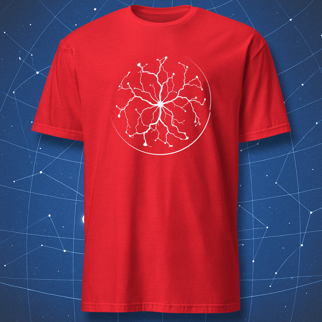 red plasma energy t-shirt electric sphere minimalist design