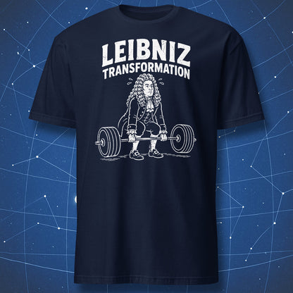 Navy blue Leibniz Transformation math gym humor T-shirt