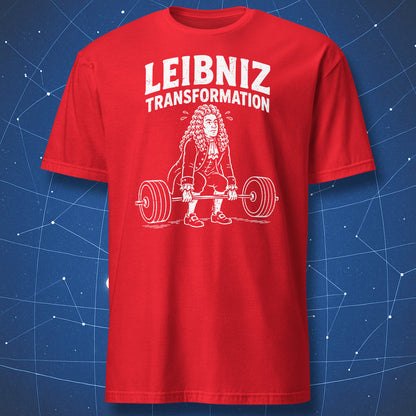 Red Leibniz Transformation funny math and gym parody shirt