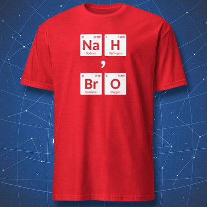 Nah, Bro periodic table chemistry joke T-shirt on red shirt