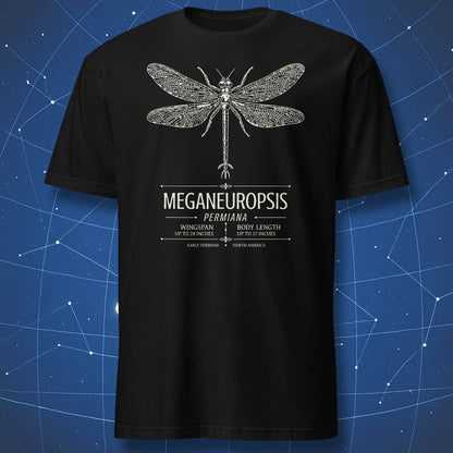 Meganeuropsis permiana prehistoric dragonfly scientific illustration T-shirt in black