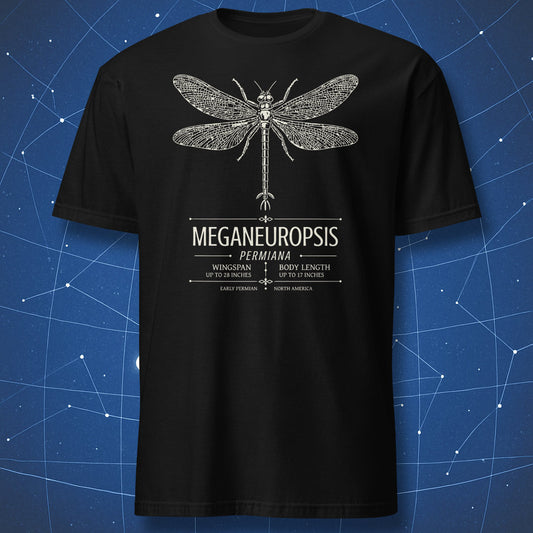 Meganeuropsis permiana prehistoric dragonfly scientific illustration T-shirt in black