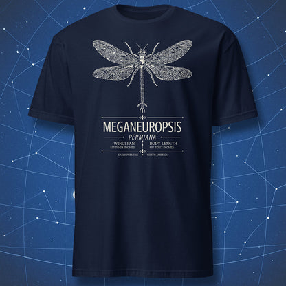 Meganeuropsis permiana giant prehistoric griffinfly science T-shirt in navy blue