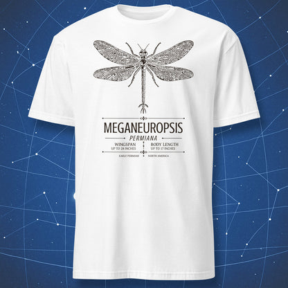 Meganeuropsis permiana prehistoric insect illustration T-shirt in white