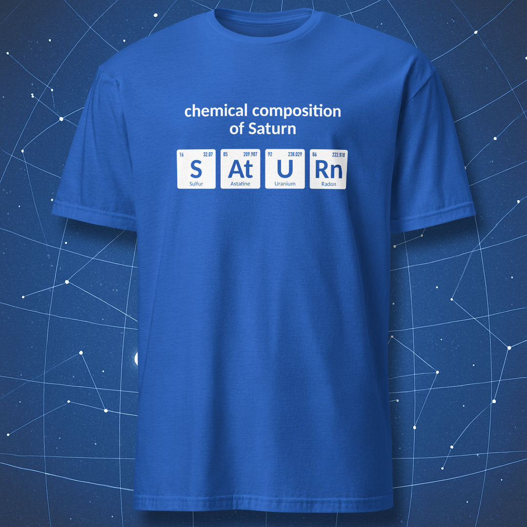 Royal blue Chemical Composition of Saturn T-shirt for chemistry and astronomy fans