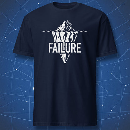 Navy T-shirt with white Failure iceberg graphic and large failure text below the water