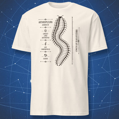 Natural T-shirt with Arthropleura armata prehistoric scientific illustration by Dork Matter