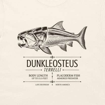Dunkleosteus terrelli Late Devonian fish design on natural T-shirt
