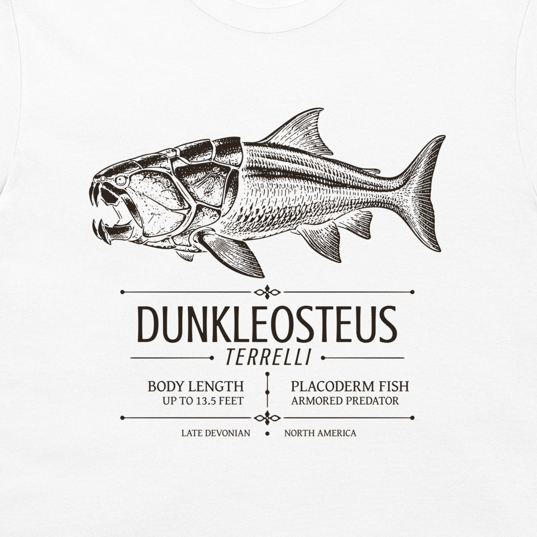 Dunkleosteus terrelli scientific Devonian predator design on white T-shirt