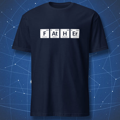 Navy Father periodic table T-shirt with F At H Er chemistry design