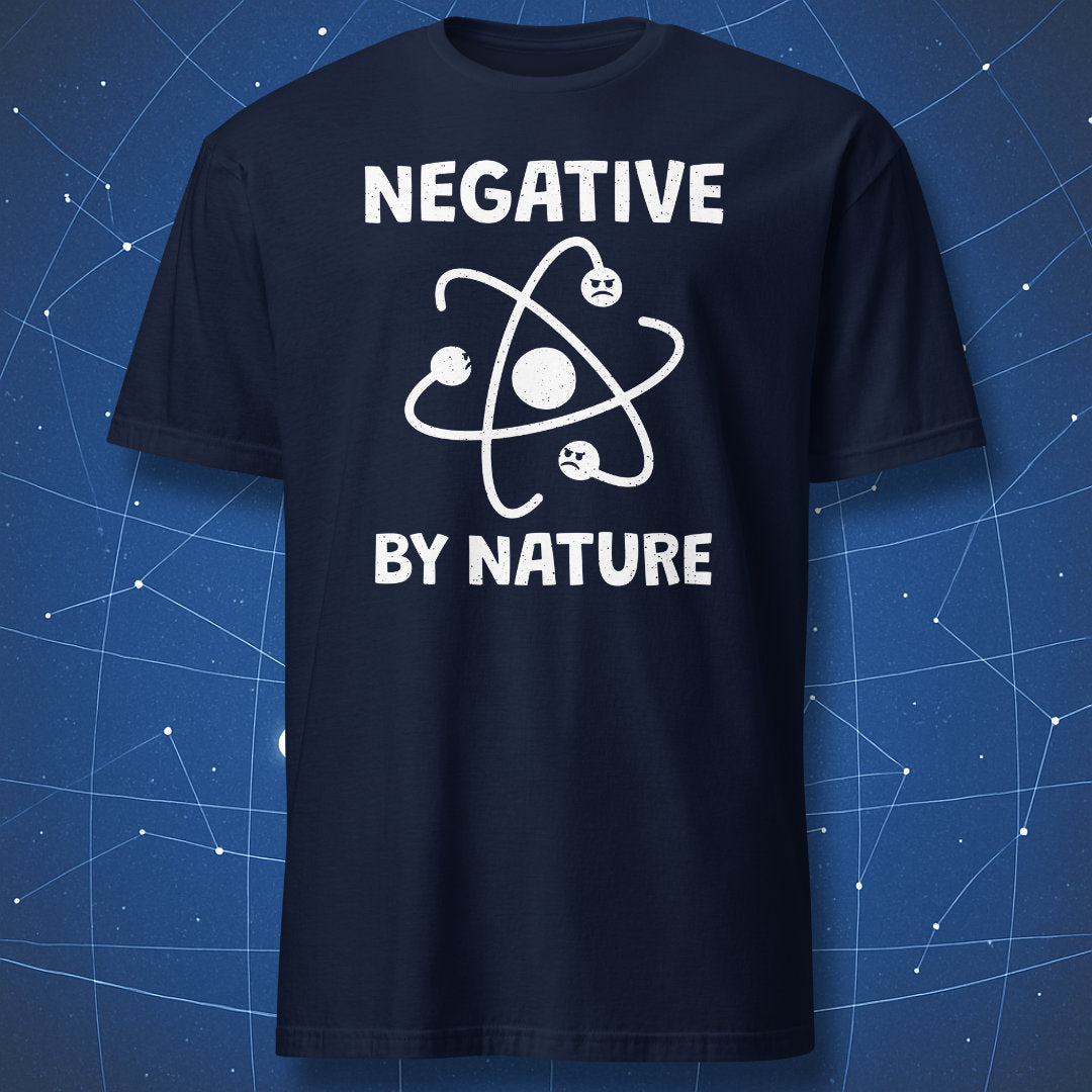 Negative by Nature funny physics T-shirt in navy