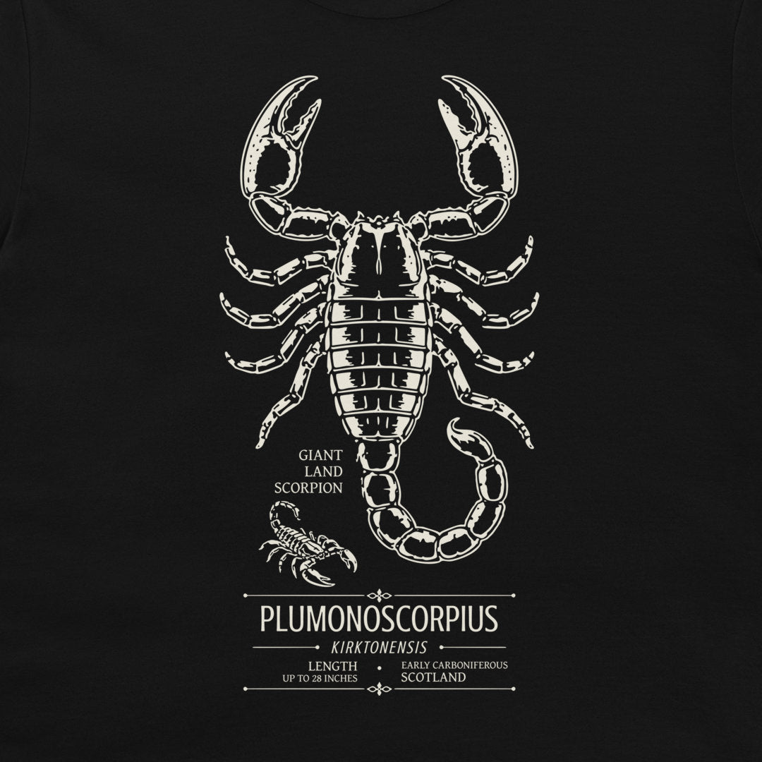 Pulmonoscorpius kirktonensis scientific scorpion design on black T-shirt