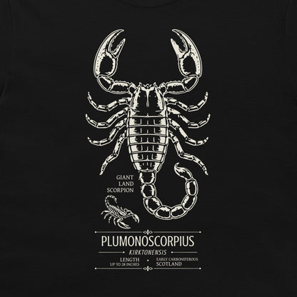 Pulmonoscorpius kirktonensis scientific scorpion design on black T-shirt
