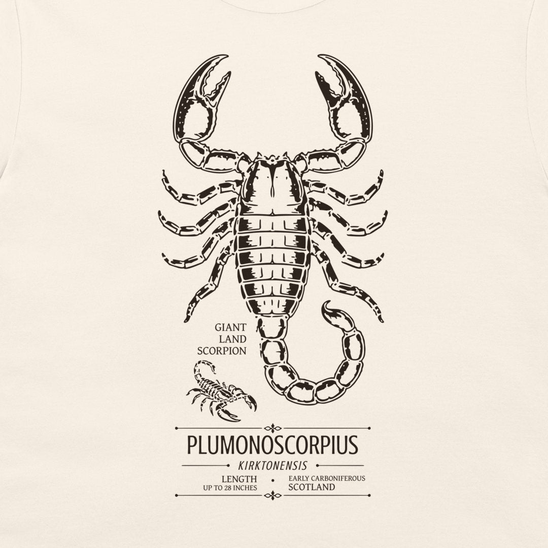 Pulmonoscorpius kirktonensis Carboniferous scorpion design on natural T-shirt