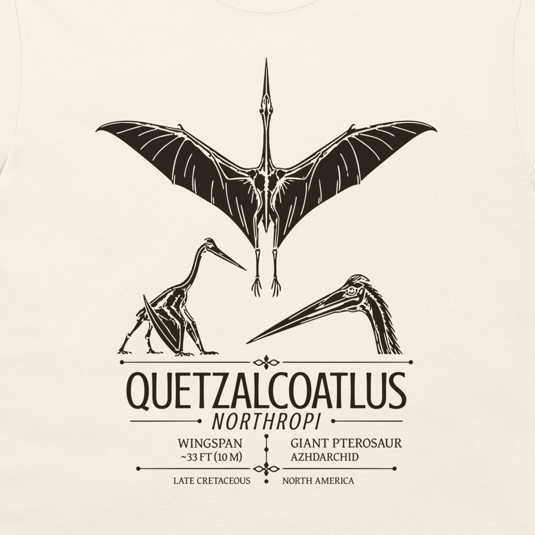 Quetzalcoatlus northropi scientific specimen design on natural T-shirt