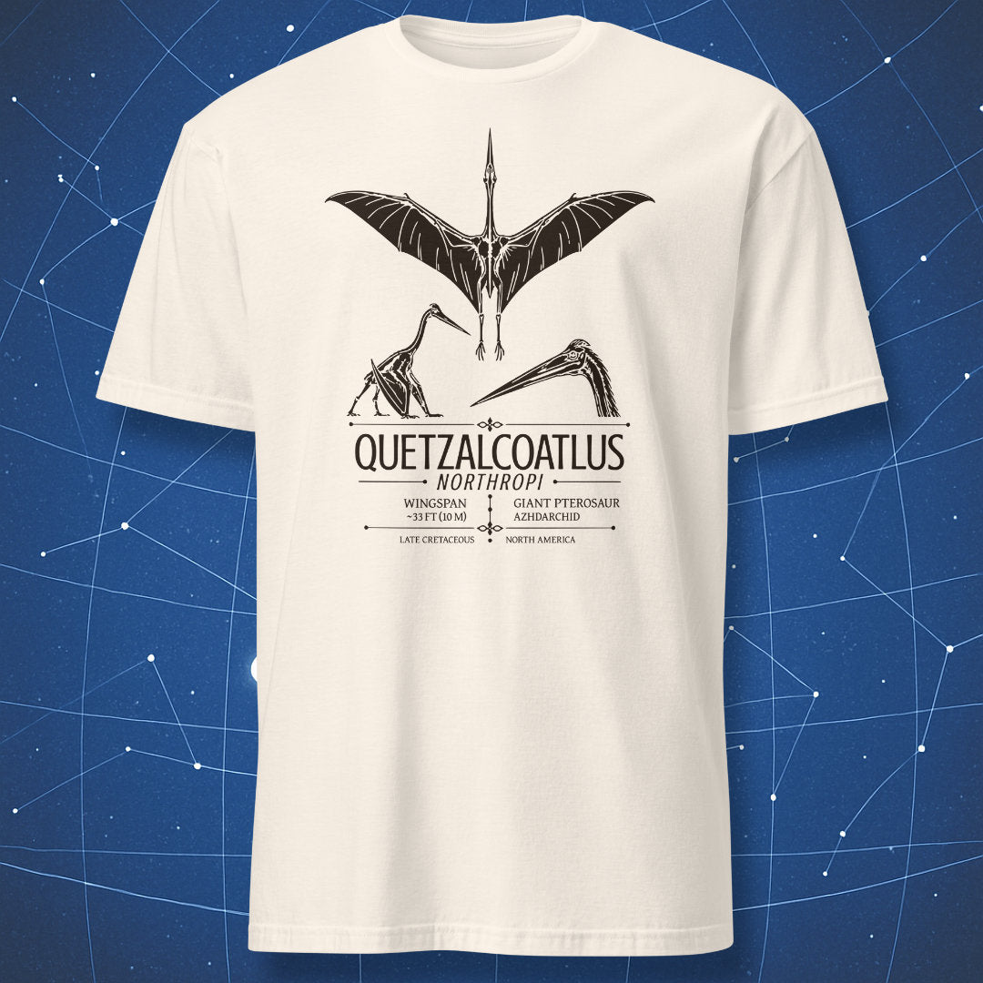 Natural T-shirt with Quetzalcoatlus northropi Late Cretaceous pterosaur design
